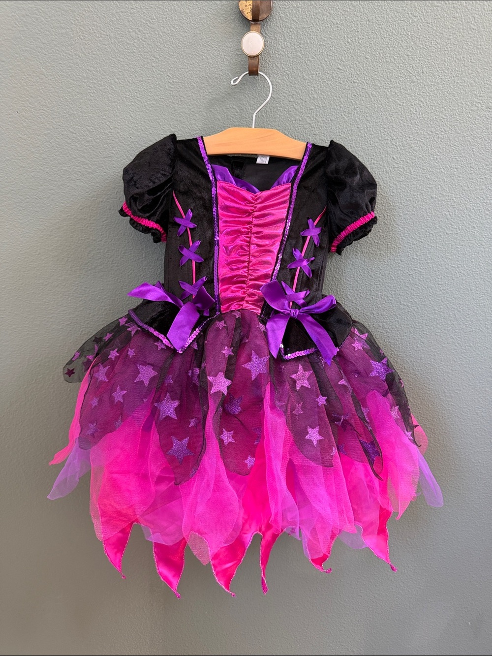 Purple Toddler Witch Halloween Sparkle Costume Sz 4-6Y Light Up